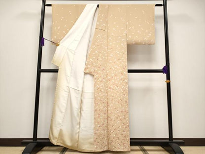 平和屋着物●極上　訪問着　舞桜　鬼しぼ縮緬　淡香色地　逸品　CYAA4083s6