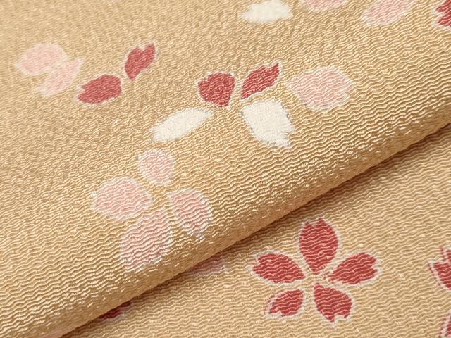平和屋着物●極上　訪問着　舞桜　鬼しぼ縮緬　淡香色地　逸品　CYAA4083s6
