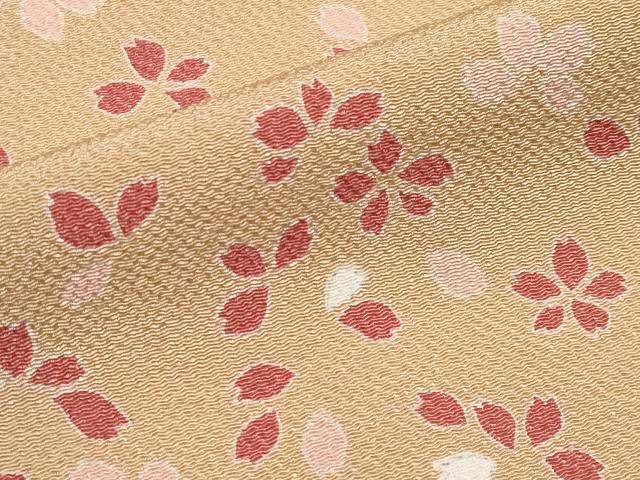 平和屋着物●極上　訪問着　舞桜　鬼しぼ縮緬　淡香色地　逸品　CYAA4083s6
