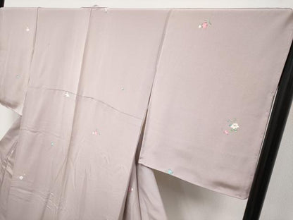 平和屋着物●極上　小紋　舞花文　鴇鼠色地　逸品　未使用　CYAA4084s6