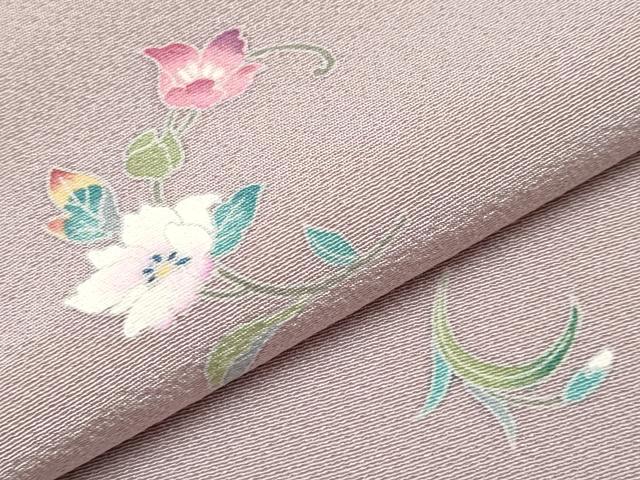 平和屋着物●極上　小紋　舞花文　鴇鼠色地　逸品　未使用　CYAA4084s6