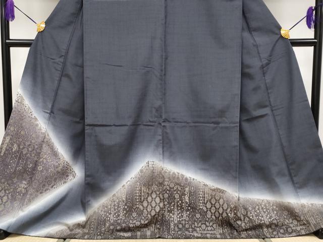 平和屋着物○極上 訪問着 紬地 切嵌花文 やまと誂製