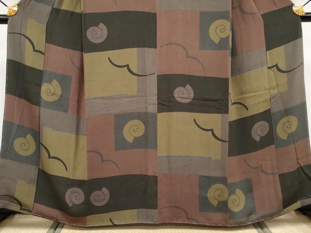 平和屋着物●極上　Maru　Factory　丸山正　小紋　抽象文　鬼しぼ縮緬　逸品　CYAA4096s6
