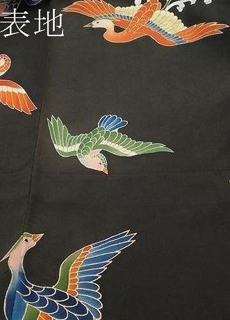 平和屋着物●極上　アンティーク　大正ロマン　訪問着　鳳凰　黒地　金銀彩　逸品　未使用　CYAA4098s6