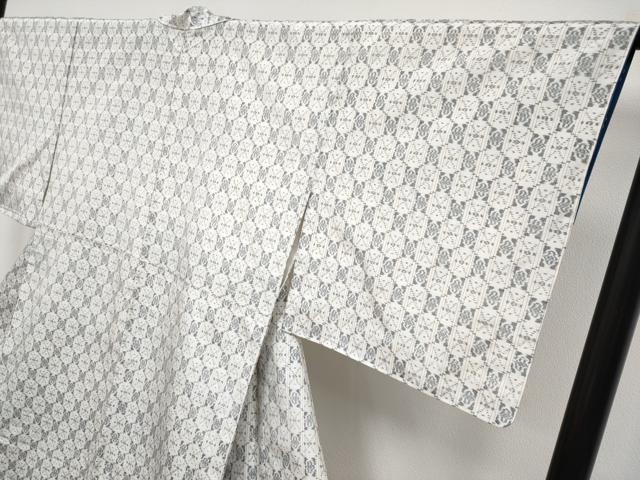 平和屋本店●極上　本場琉球絣　紬　白地　証紙付き　逸品　未使用　CYAA5089s6