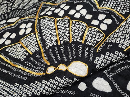平和屋着物●極上　振袖　駒刺繍　絞り　舞蝶文　黒地　逸品　CYAA4106s6