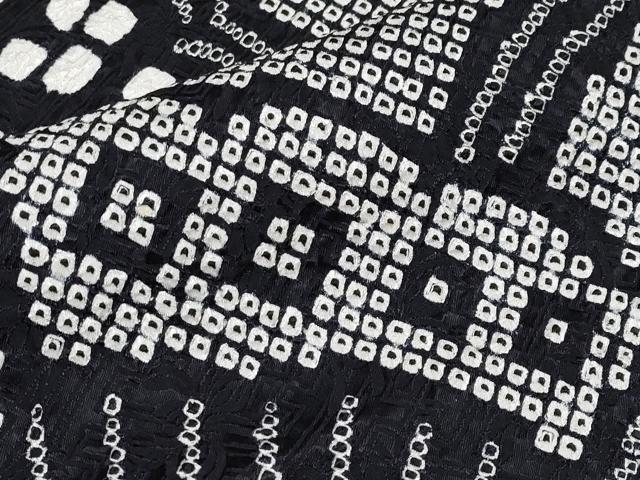 平和屋着物●極上　振袖　駒刺繍　絞り　舞蝶文　黒地　逸品　CYAA4106s6