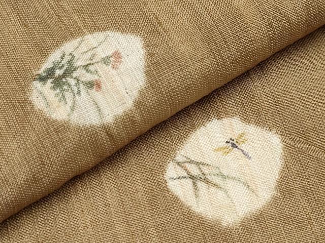 平和屋着物▽極上 赤城紬 単衣 絞り 草花丸文 香染色地 逸品 CYAA4108s6
