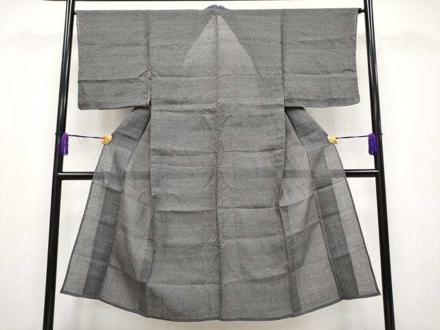 平和屋着物＊極上　夏物　男性　本場小千谷ちぢみ　色無地　藤煤竹色地　麻　逸品　未使用　CYAA4109s6