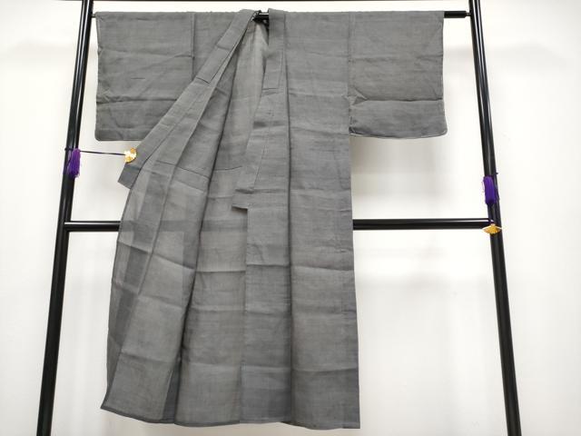 平和屋着物＊極上　夏物　男性　本場小千谷ちぢみ　色無地　藤煤竹色地　麻　逸品　未使用　CYAA4109s6