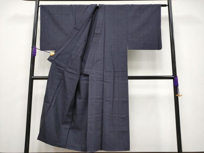平和屋着物●極上　男性　紬　アンサンブル　縞　濃紺地　逸品　未使用　CYAA4113s6