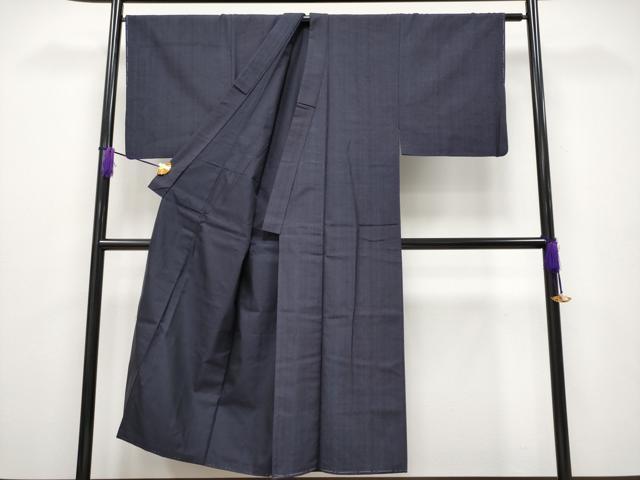 平和屋着物●極上　男性　紬　アンサンブル　縞　濃紺地　逸品　未使用　CYAA4113s6