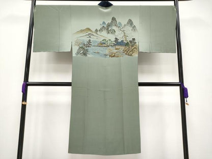 平和屋着物●極上　男性　紬　アンサンブル・長襦袢セット　色無地　藍鉄色地　逸品　CYAA4115s6