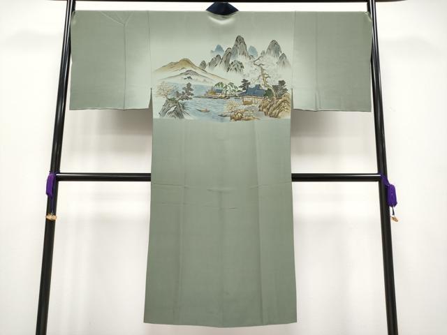 平和屋着物●極上　男性　紬　アンサンブル・長襦袢セット　色無地　藍鉄色地　逸品　CYAA4115s6