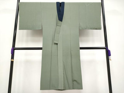 平和屋着物●極上　男性　紬　アンサンブル・長襦袢セット　色無地　藍鉄色地　逸品　CYAA4115s6