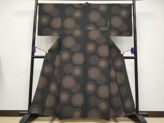 平和屋着物●極上　江戸小紋　雪輪重ね文　黒地　逸品　未使用　CYAA4119s6