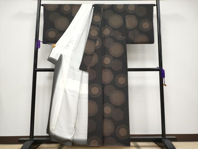 平和屋着物●極上　江戸小紋　雪輪重ね文　黒地　逸品　未使用　CYAA4119s6