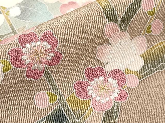 平和屋着物●極上　中国三大刺繍　スワトウ刺繍　訪問着　作家物　枝花文　薄香色地　暈し染め　金糸　反端付き　逸品　CYAA4120s6
