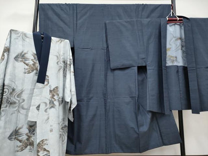 平和屋着物●極上　男性　本場大島紬　アンサンブル・長襦袢セット　100亀甲　総詰め　逸品　CYAA4122s6