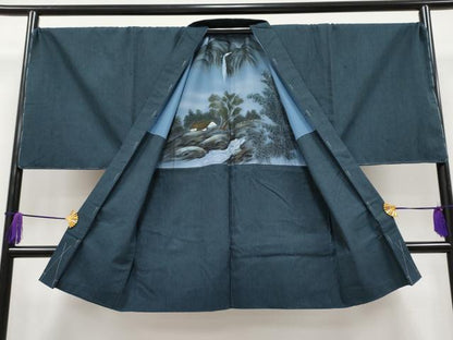 平和屋着物●極上　男性　紬　アンサンブル　キングサイズ　色無地　褐返色地　逸品　未使用　CYAA4123s6