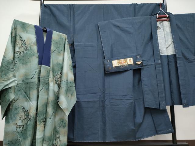 平和屋着物●極上　男性　本場大島紬　アンサンブル・長襦袢セット　キングサイズ　逸品　未使用　CYAA4128s6