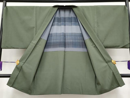 平和屋着物＃極上　男性　長羽織　キングサイズ　色無地　藍媚茶色地　逸品　CYAA4130s6