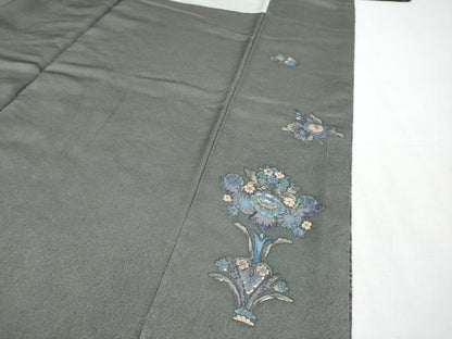 平和屋本店●極上　中国三大刺繍　スワトウ刺繍　総刺繍　訪問着　更紗花唐草文　暈し染め　錆鉄御納戸色　さが美扱い　逸品　CYAA4927s6