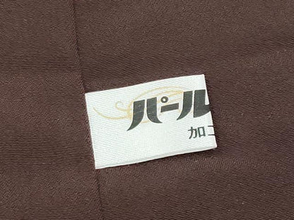 平和屋本店●極上　浦野理一　小紋　敷松葉　鬼しぼ縮緬　鉄黒色地×薄黄色　逸品　未使用　CYAA4140s6