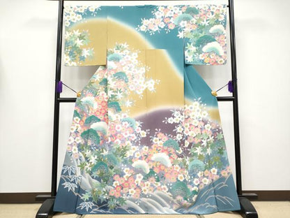 平和屋着物●極上　訪問着　友禅　作家物　松竹梅　暈し染め　逸品　CYAA4147s6