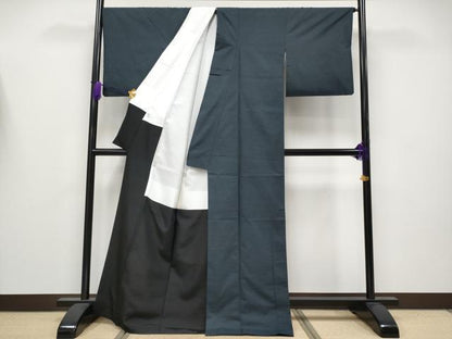 平和屋本店●希少 白泥染の第一人者・絣の魔術師 恵積五郎 本場大島紬 恵大島織物謹製 100亀甲 総詰 海島綿 濃紺地 証紙付 逸品 CYAA4150s6