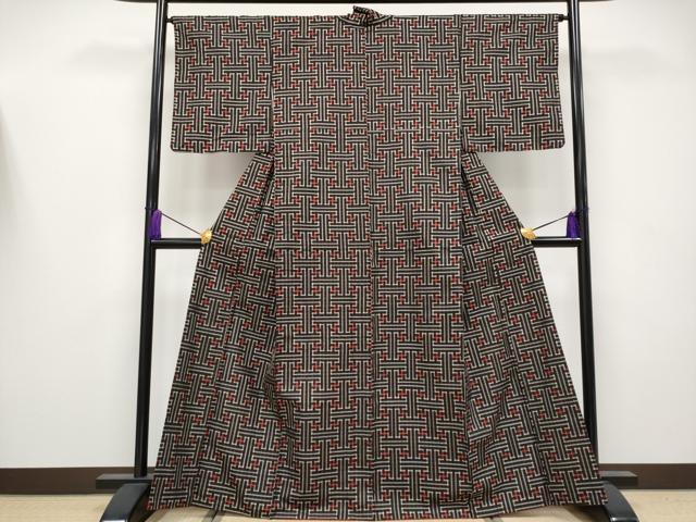 平和屋着物●希少　本場大島紬　龍郷絣　秋名バラ　逸品　CYAA4152s6