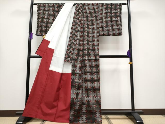 平和屋着物●希少　本場大島紬　龍郷絣　秋名バラ　逸品　CYAA4152s6