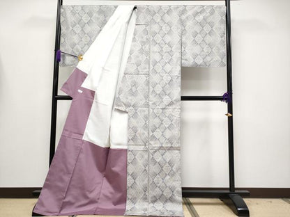 平和屋本店●極上 本場大島紬 花菱文 総絣 車輪梅工芸 証紙付き 逸品 未使用 CYAA4156s6