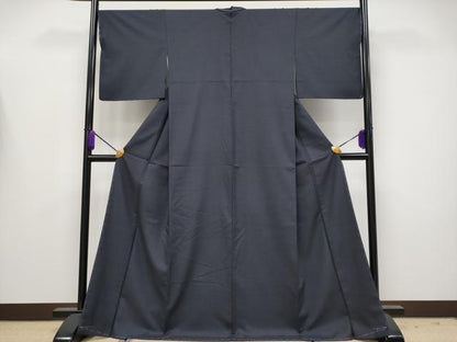 平和屋着物●極上　結城紬　色無地　濃紺地　証紙付き　逸品　未使用　CYAA4157s6
