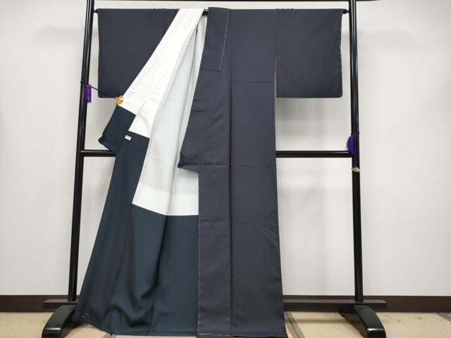平和屋着物●極上　結城紬　色無地　濃紺地　証紙付き　逸品　未使用　CYAA4157s6