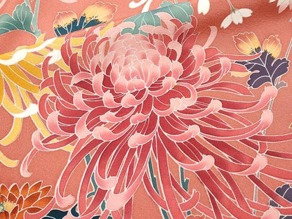 平和屋本店●極上　京加賀友禅　松本健一　振袖　鴛鴦枝花文　浅緋色　逸品　CYAA4158s6