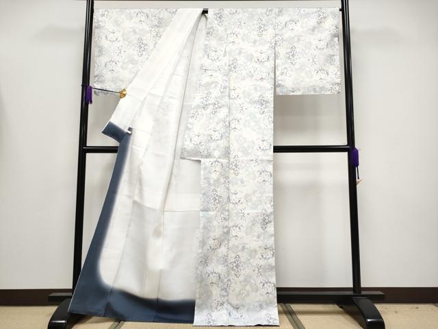 平和屋本店○極上 本場大島紬 白大島 9マルキ 白凰 彩陽花紋