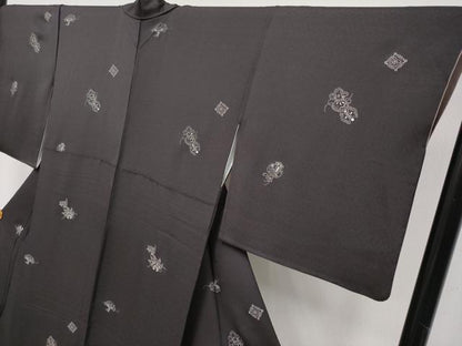 平和屋着物●極上　印傳　小紋　宝尽くし　赤墨色地　逸品　CYAA4161s6