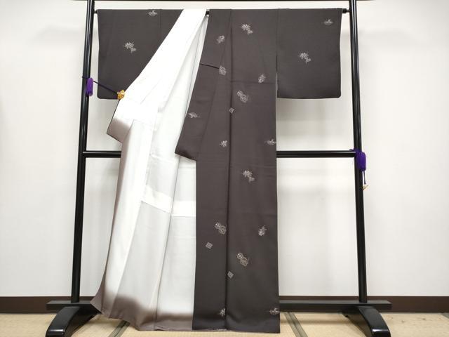 平和屋着物●極上　印傳　小紋　宝尽くし　赤墨色地　逸品　CYAA4161s6