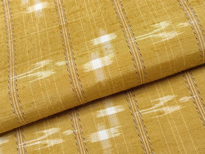 平和屋本店●極上 本場琉球絣 手織 大城誠光作 黄土色地 証紙付き 逸品 CYAA4163s6