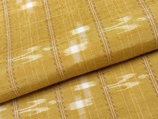 平和屋本店●極上 本場琉球絣 手織 大城誠光作 黄土色地 証紙付き 逸品 CYAA4163s6