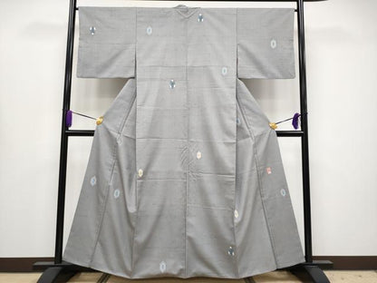 平和屋着物●極上　東京友禅　木下冬彦　紬　亀甲柄　煤色地　逸品　CYAA4164s6