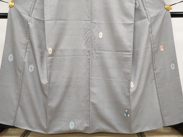 平和屋着物●極上　東京友禅　木下冬彦　紬　亀甲柄　煤色地　逸品　CYAA4164s6