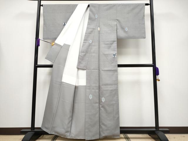 平和屋着物●極上　東京友禅　木下冬彦　紬　亀甲柄　煤色地　逸品　CYAA4164s6