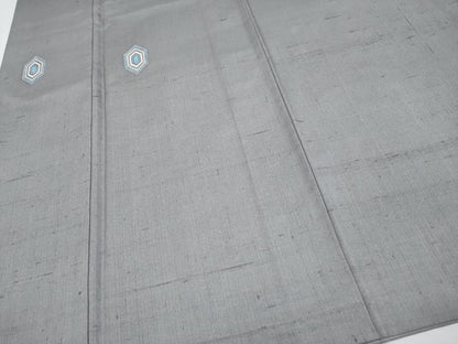 平和屋着物●極上　東京友禅　木下冬彦　紬　亀甲柄　煤色地　逸品　CYAA4164s6