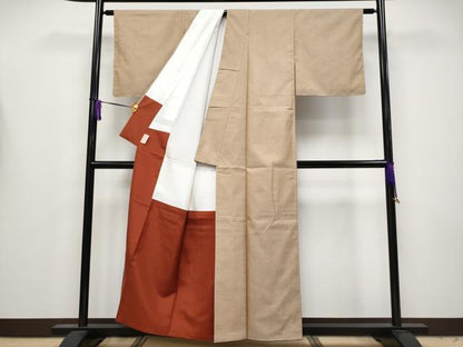 平和屋本店●極上　山下八百子　本場黄八丈　市松綾織　紬　逸品　CYAA4171s6