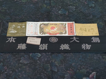 平和屋着物●極上　都喜ヱ門　本場大島紬　泥染め　蔦の葉花文　藤絹織物謹製　証紙付き　逸品　未使用　CYAA4172s6