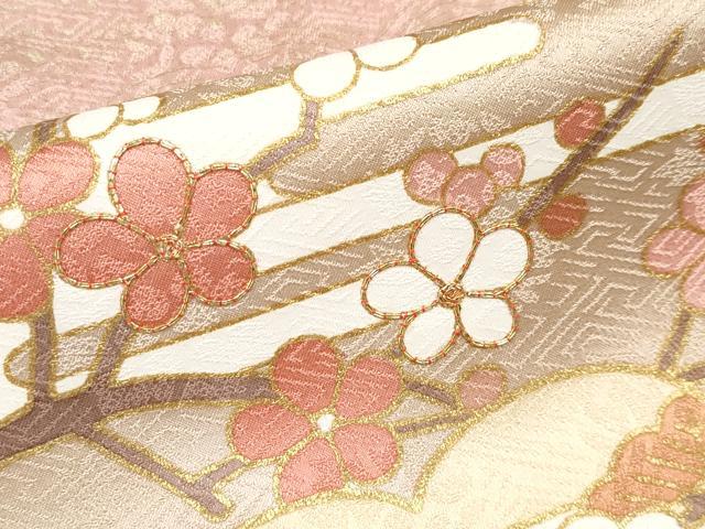 平和屋本店●極上　皇室献上作家　藤井寛　訪問着　駒刺繍　雲重ね風景文　金彩　灰梅色地　逸品　CYAA4177s6