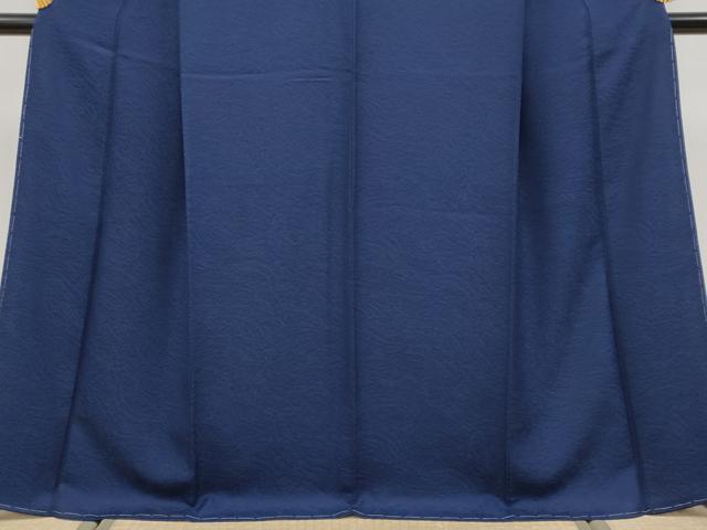 平和屋着物●極上　色無地　本藍染　霞地紋　鉄紺色地　逸品　未使用　CYAA4179s6