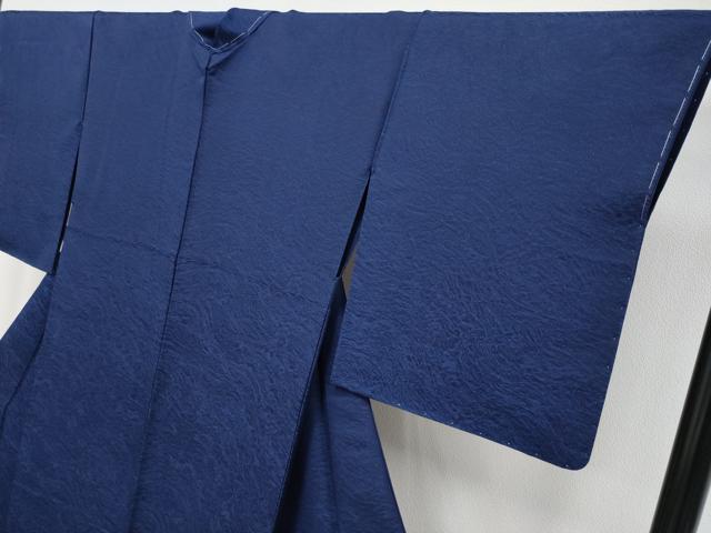 平和屋着物●極上　色無地　本藍染　霞地紋　鉄紺色地　逸品　未使用　CYAA4179s6